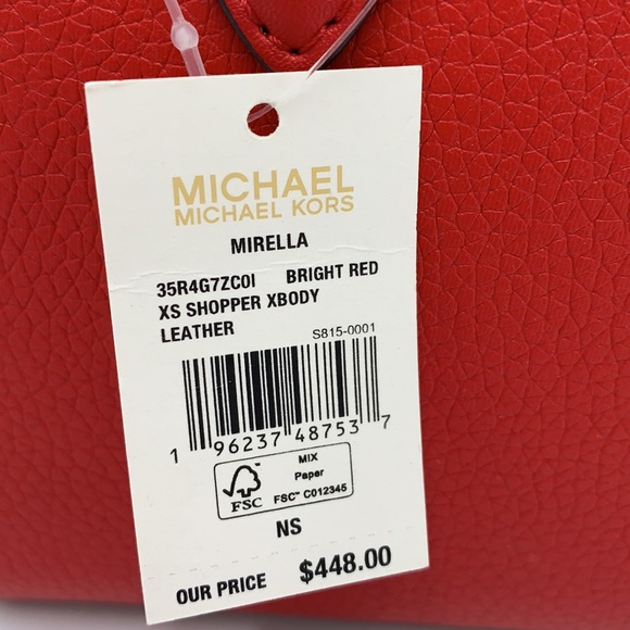 MICHAEL KORS Mirella Extra-Small Shopper XBody Crossbody Bag Bright Red color - Picture 11 of 15